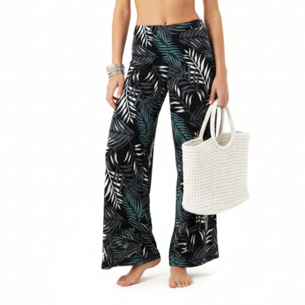 Sandiva Black & Blue Print Lounge Swim Cover Up Pants S